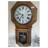 Antique oak regulator wall clock 34" tall