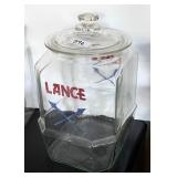 Vintage glass Lance cracker jar 13" tall