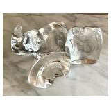 Baccarat elephant, crystal heart, & crystal rhino