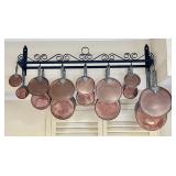 14 pc. Barron & Wilson copper pan set w/rack