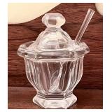 Baccarat crystal jam jar with spoon