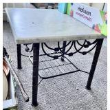 Marble top side table with metal base