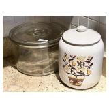 Antique glass food storage w/lid & cookie jar