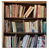 3 shelves of cookbooks