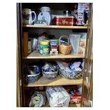 4 lower pantry shelves with food, Longaberger,