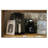 Top pantry shelf w/Ninja air fryer & canister