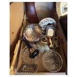 Flat with brass trivets, crystal dishes,