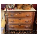 Antique marble top 3-drawer chest