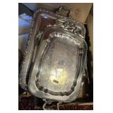 Flat with 3 large heavy silverplate trays