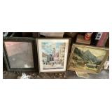 Framed art and mirror