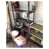Clean up contents of metal shelves by garage door