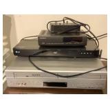 Group of electronics with Blu-Ray player