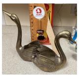 Pair of brass swan planters