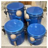 4 blue kitchen canisters