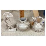 3 pieces horsehair pottery