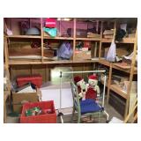 Contents of shelves along back wall