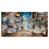 Contents of shelf with crystal figures, etc.