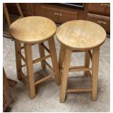 2 oak counter stools