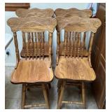 4 oak pressed back counter stools