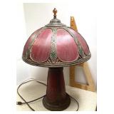 Antique slag glass table lamp