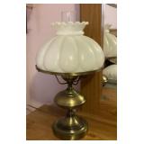 Lamp with milk glass shade