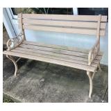 Tan painted garden bench