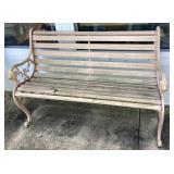 Tan painted garden bench