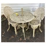 Metal patio table and 2 chairs