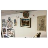 Art hanging on wall in workout room