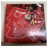 Christmas tree glass platter