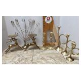 Brass candle holders and photo stand