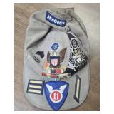Hat with military patches