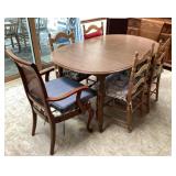 Table, 6 chairs, 3 leaves