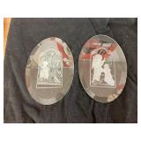 2 beveled glass commemorative ornaments