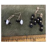 2 pair 10k gold earrings with gemstone beads
