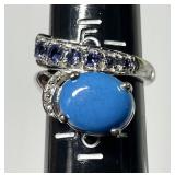 Sterling silver ceruleite ring