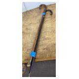2 canes and brass-knob walking stick