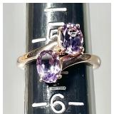 Rose gold over sterling amethyst ring
