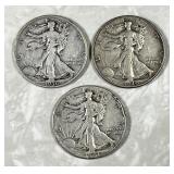 3 walking Liberty half dollars 1936,1940,1941