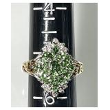 Sterling silver green diopside ring