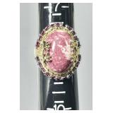Gold over sterling silver thulite ring