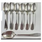 Large silver serving spoons --one sterling