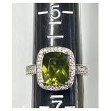 Gold over sterling silver ring with green stone