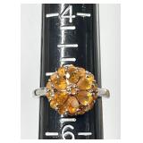 Sterling silver fire opal ring