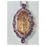 Sterling silver carved quartz necklace