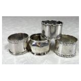 4 sterling silver napkin rings