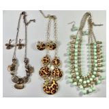 3 costume jewelry necklace/earrings sets