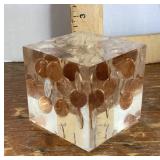 Penny encased lucite cube paperweight