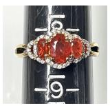 Sterling silver fire opal ring