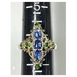 Sterling silver multi gemstone ring